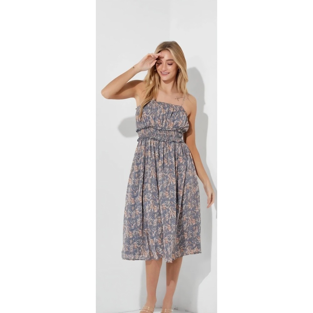 Baevely Blue Midi Dress Boho Size Medium - Picture 3 of 8